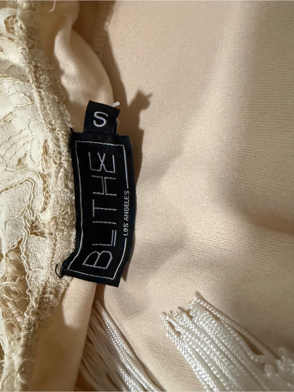 Blithe Los Angeles Cream Lace-Trim Bra Knit Dress - Small